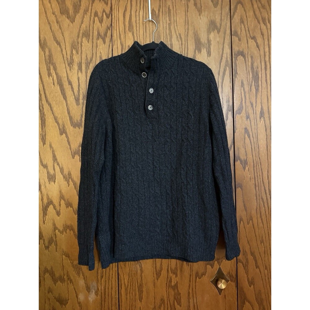 Corneliani Italy Wool Cashmere Cable Knit Mock Neck Sweater men’s L